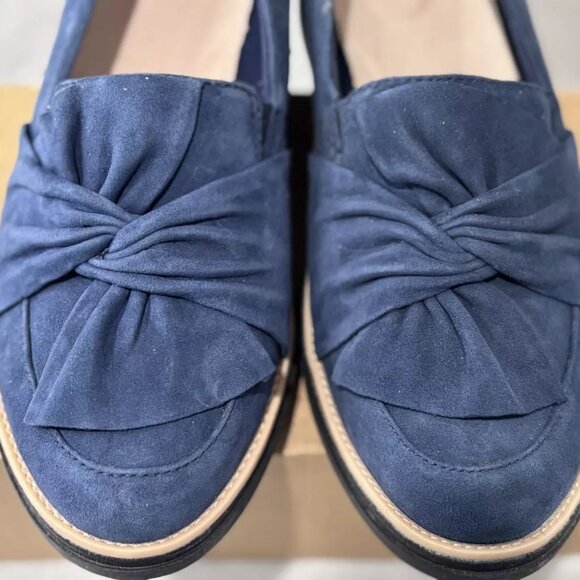 Clarks Sharon Dasher Womens Suede Loafers Slip on Wedge - Navy Blue - Size 10W - Picture 6 of 8